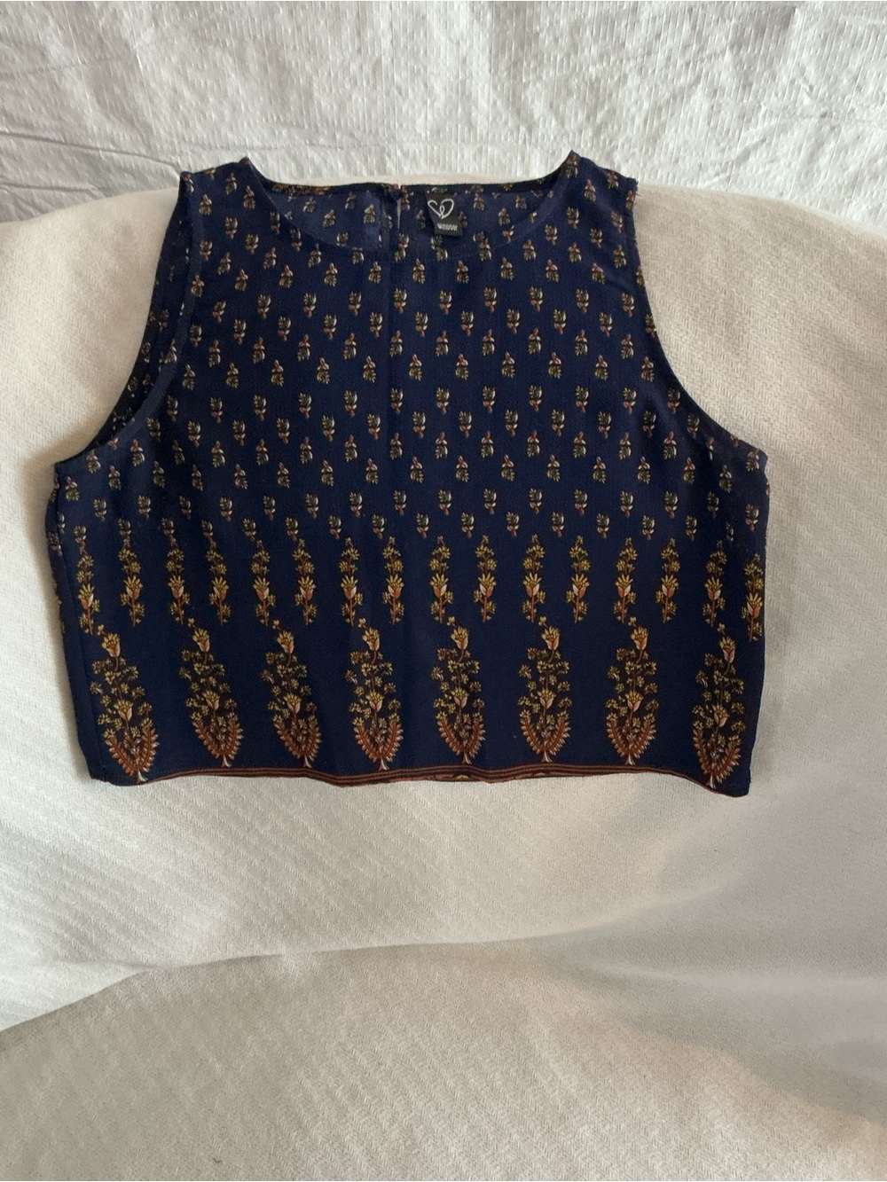 Windsor Navy Floral Embroidered Crop Top